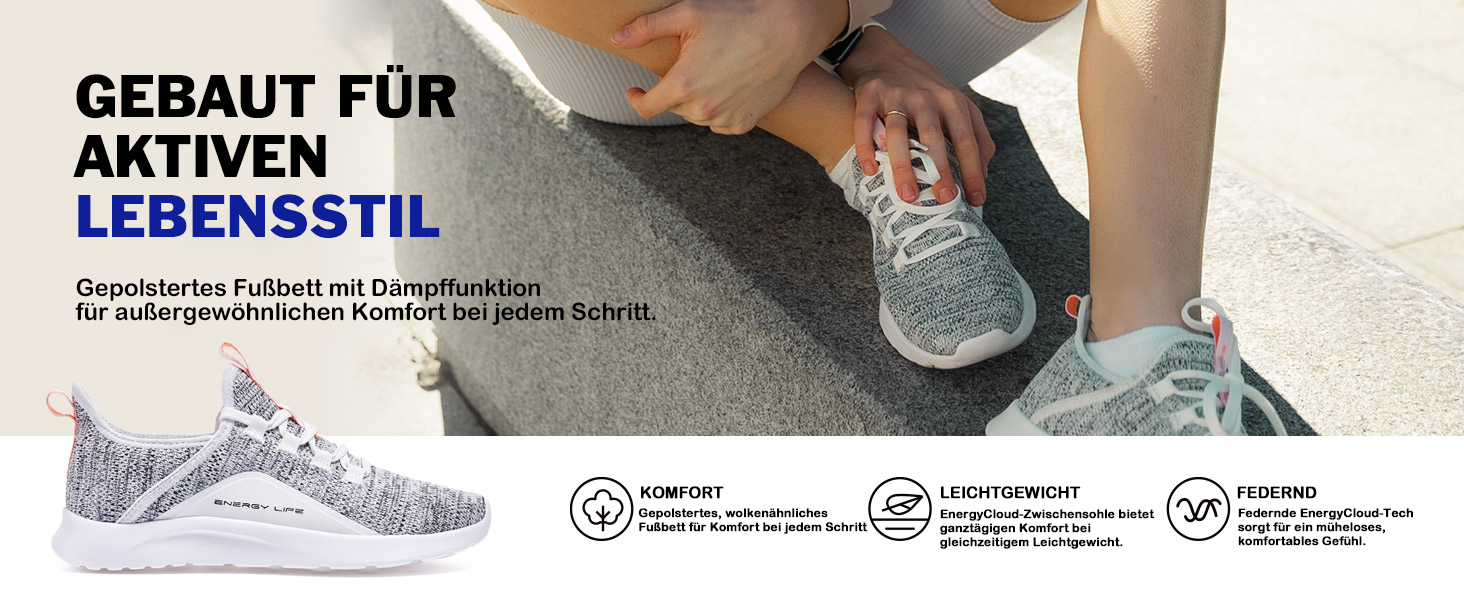 Жіночі кросівки ALEADER Energycloud для прогулянок, ходьби та легкого бігу – легкі сліпони, білий, рожевий, розмір 39 EU