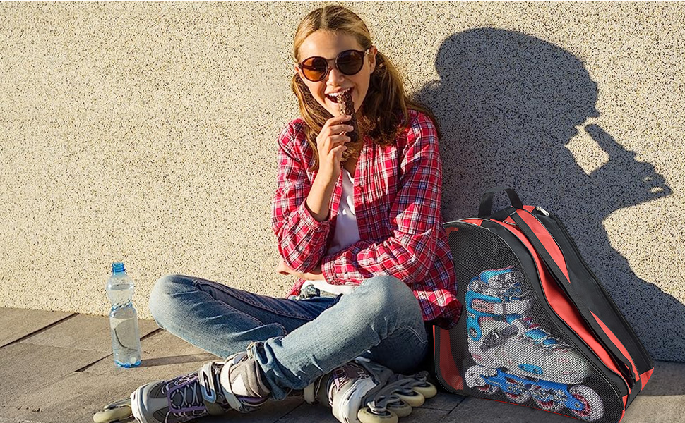 Сумка для ковзанів Tasche - для хокею, фігурного катання, лиж, червона, з регульованим ременем