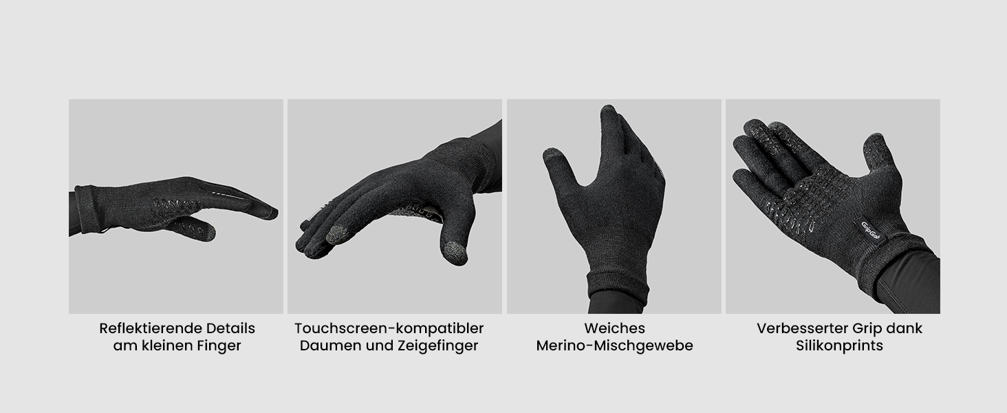 Рукавички велосипедні GripGrab Primavera 2 Merino XL/XXL, чорні - термо, сенсорні, для весни/осені/зими