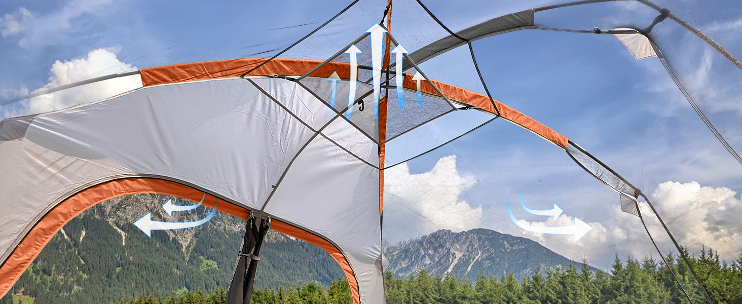Намет сімейний CAMPROS Campingzelt 6-8 осіб, водонепроникний, 366x274x193 см, швидкозбірний, 4 сезони, з москітною сіткою та тамбуром, темно-зелений