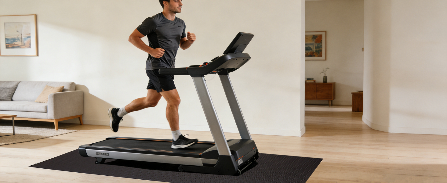 Захисний килимок під бігову доріжку та тренажери 200x100 см, потовлений 7 мм, протиковзкий, блакитний (комплект 2 шт.)