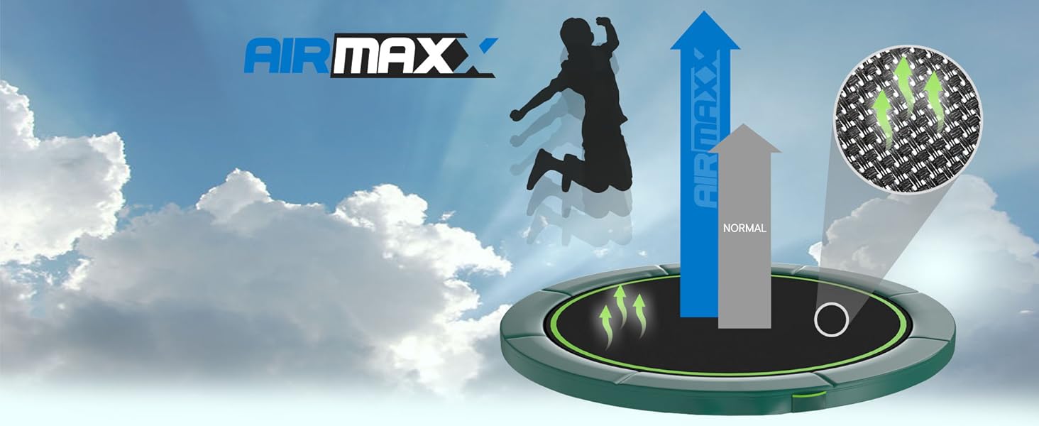 Трамплін KINETIC SPORTS 'Bungee Safety Elite' Ø 244/305/366 см - AirMAXX, для дітей та дорослих, Outdoor, зелений