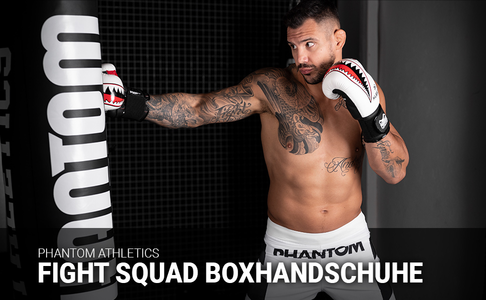 Боксерські рукавички Phantom Boxhandschuhe Fight Squad для MMA та тайського боксу | Чоловічі, білі, 12 Oz