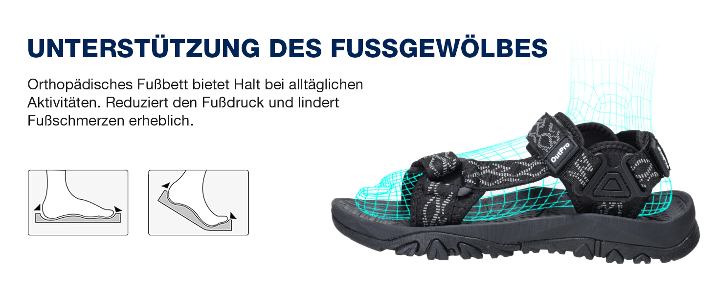 Чоловічі сандалі для туризму та відпочинку Trekking Sandalen 44 EU, чорні. Нековзні, зручні спортивні сандалі для пляжу та активного відпочинку.