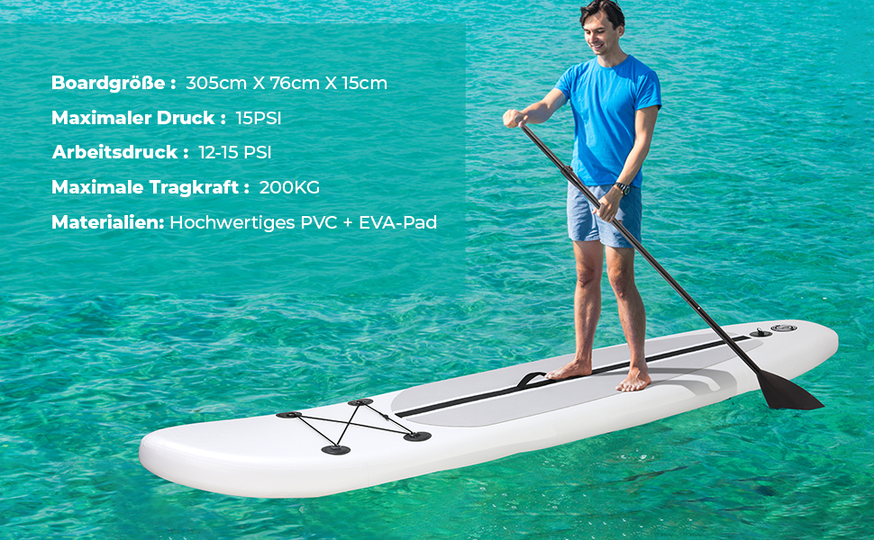 Надувна SUP дошка для серфінгу 10FT з аксесуарами, регульованим веслом, насосом, рюкзаком, страховочним шнуром, для дорослих, до 200 кг, для водних видів спорту