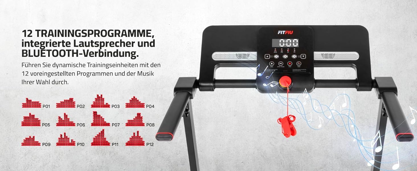 FITFIU MC-100 Складне бігове полотно: 2 нахили, Bluetooth, 12 програм, KINOMAP, до 120 кг, для дому/офісу