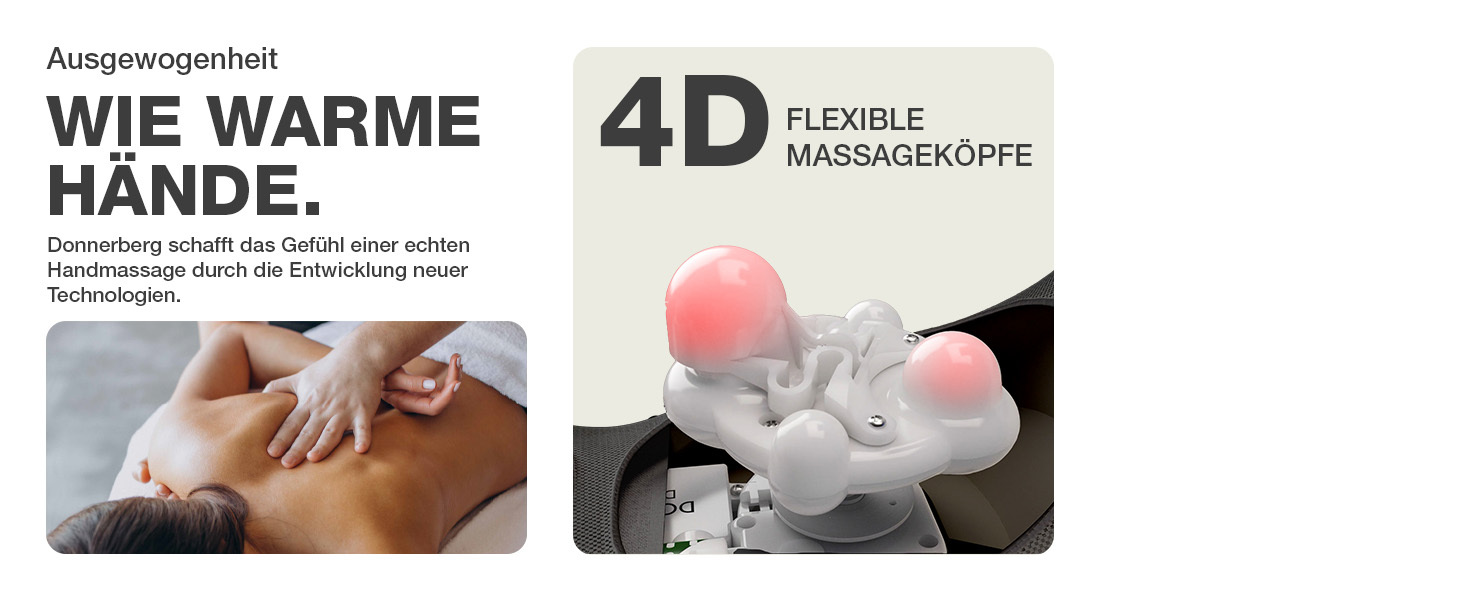 Масажер для шиї та плечей Donnerberg 4D Shiatsu, бездротовий, з акумулятором, вібраційний, оригінал, довговічна батарея