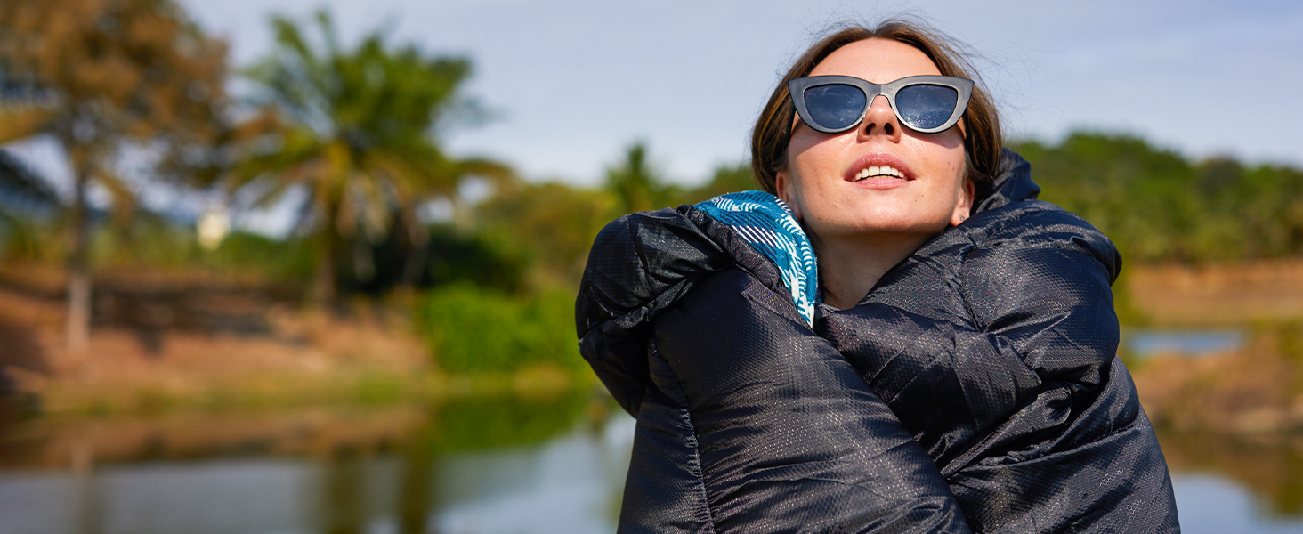 Сплячий мішок KingCamp Flannel для дорослих, 4 сезони, ультралегкий, бавовна, теплий, ковдровий, водонепроникний, для кемпінгу та повсякденного використання, чорний, L, блискавка