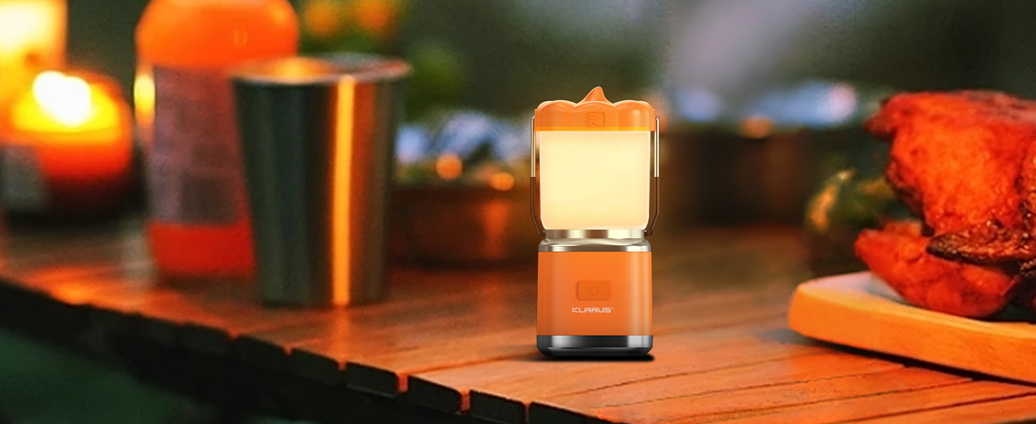 KLARUS CL8 Mini Camping-ліхтар: перезарядна LED-лампа з 5 режимами, водонепроникна IPX5, з гачком для намету, оранжева