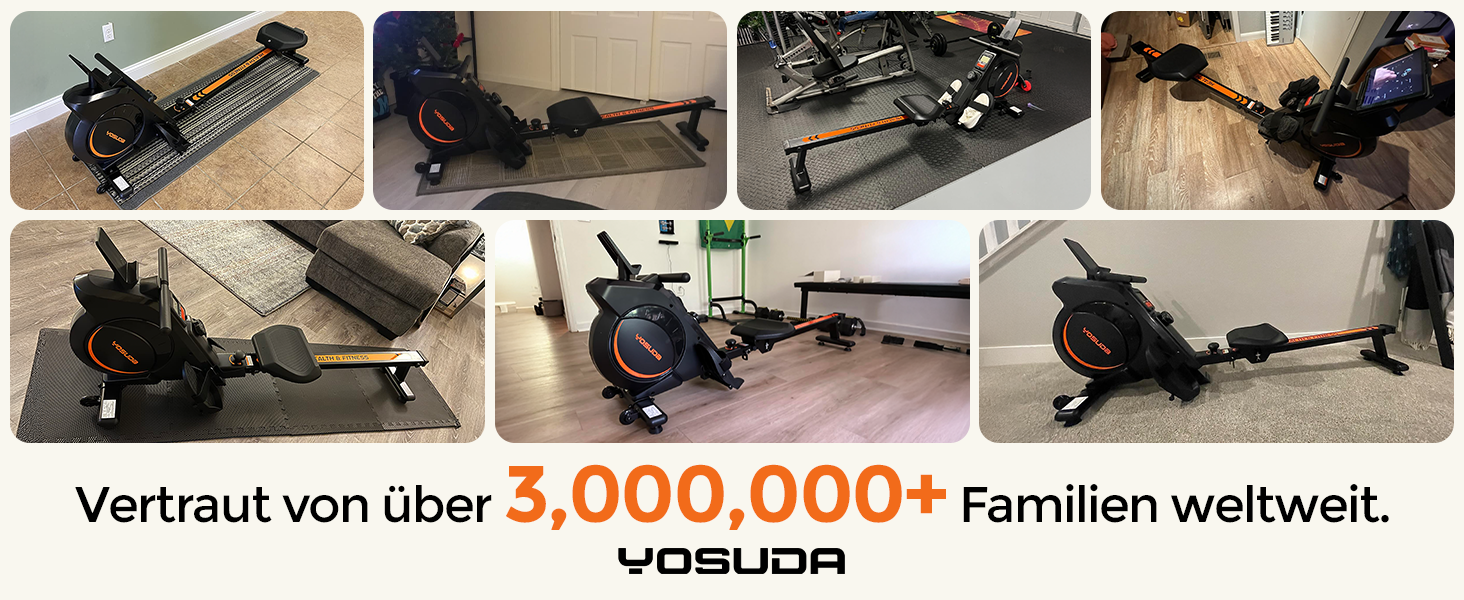 Магнітний гребний тренажер YOSUDA Magnetic Pro для дому, ультратихий кардіо-тренажер з 16 рівнями опору, LCD-дисплеєм та підтримкою APP, максимальна вага 160 кг