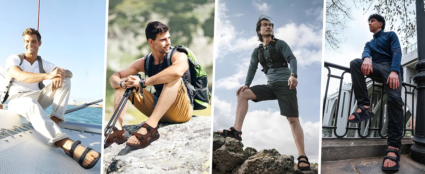 Чоловічі сандалії ONCAI Wandersandalen: сірі сандалії для піших прогулянок, пляжу та водних видів спорту з регульованими ремінцями, розмір 48 EU
