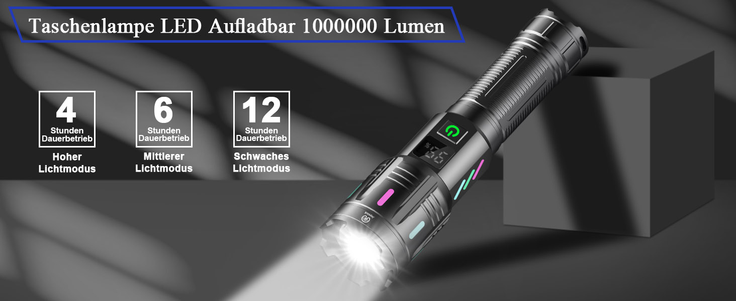 Ліхтар LED Jayxinli 1 000 000 люмен, надпотужний, водонепроникний IPX7, 5 режимів, Zoom, 5000 mAh, 50 Вт, для кемпінгу та активного відпочинку