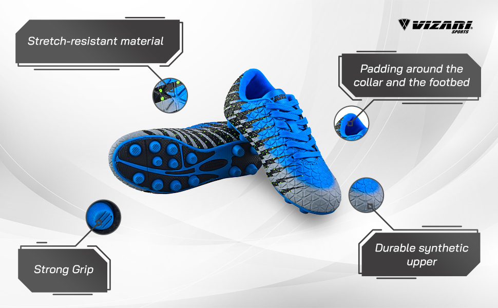 Дитячі футбольні бутси Vizari FG | Бутси для футболу для хлопчиків та дівчаток | Outdoor Soccer Cleats | Біло-чорно-срібні (38 EU)