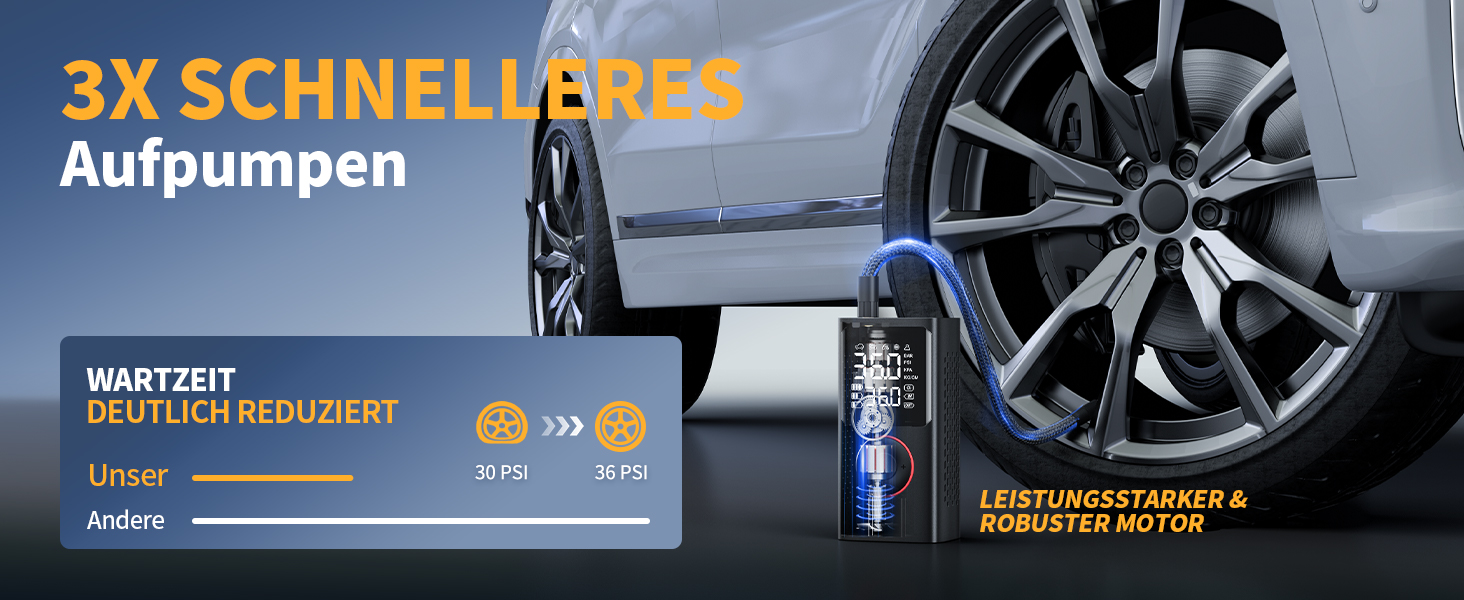 Бездротова електрична повітряна помпа Powools 150PSI з LED-ліхтариком та автостопом, акумуляторна помпа для велосипеда, електровелосипеда, авто, мотоцикла, м'ячів, чорна