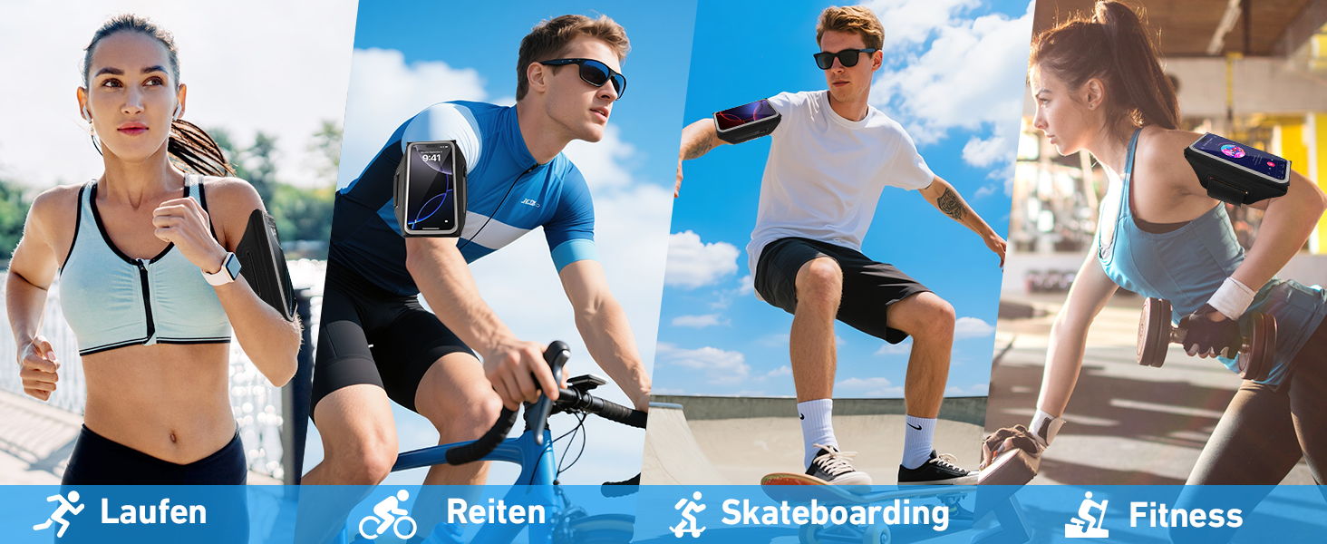 Спортивний браслет для телефону: фіксатор для бігу, чорний, на 6.9 дюйми, з кишенею для навушників (iPhone, Galaxy)