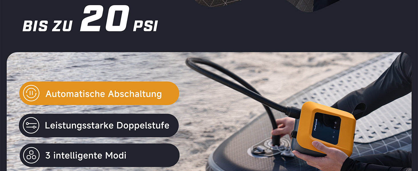 Електричний насос Peakspeak 20PSI для SUP, каяків, матраців з акумулятором - автоматичний, перезаряджається, з функцією здування