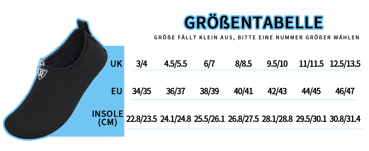 Чоловічі та жіночі аквашузи Raqua для плавання та відпочинку на пляжі, розмір 34-47, чорний (EU Bd104)