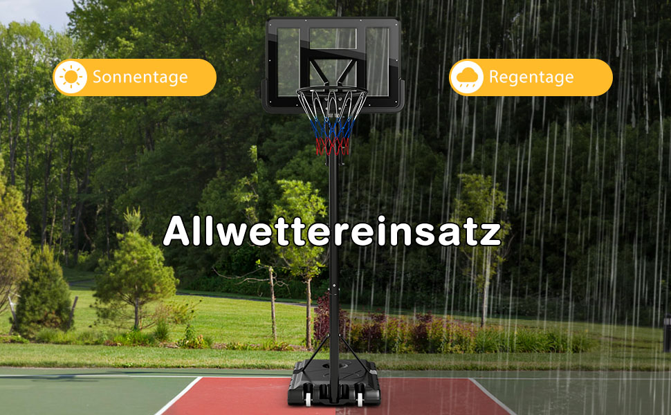 Баскетбольне кільце GOPLUS вуличне, регульована висота 143-305 см, стійка на колесах для підлітків та дорослих