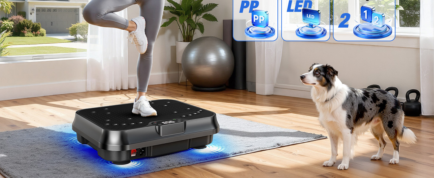 Віброплатформа для фітнесу HomeFitnessCode Mini - для жінок, з регулюванням інтенсивності, тренажер для дому, схуднення, нарощування м'язів, все тіло, чорний глянцевий