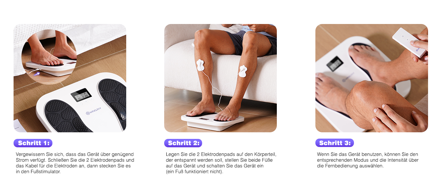 Масажер для ніг та тіла Medic EMS TENS - стимулятор кровообігу з 10 режимами та 20 рівнями інтенсивності. Зменшує біль при п'ятковому фасціїті, невропатії та болю. Білий колір.