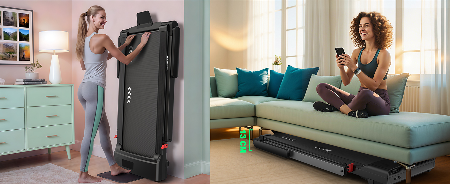 Walking Pad: Безрамковий біговий тренажер для дому з нахилом 7%, мотором 2.25HP, швидкістю 1-12 км/год, 7-шарове покриття, Bluetooth