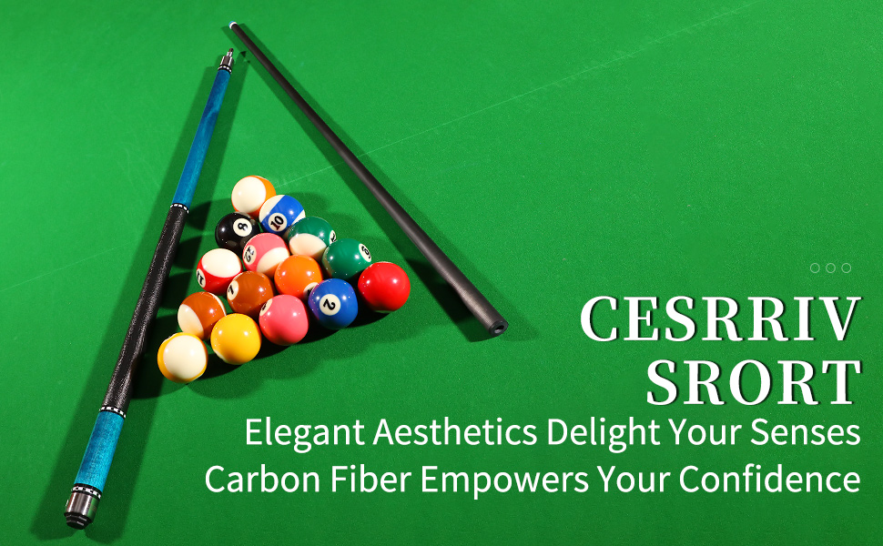 Кю Carbon Fiber CQ-BLUE-20: Професійний кий для більярду з карбону, 13мм шкіряний наконечник, кейс, захисти та крейда