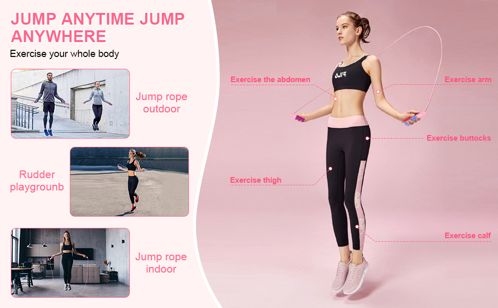 Стрибкове канат для фітнесу, з вагою, регульований, для жінок та чоловіків, зелений