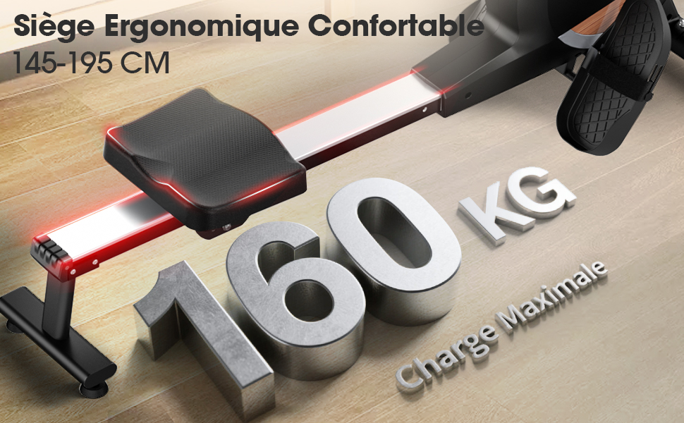 Гребний тренажер Wenoker з магнітним опором, для дому, 32 рівні опору, з додатком, для домашнього спортзалу, кардіотренажер, 160 кг, LCD-монітор (H310C)