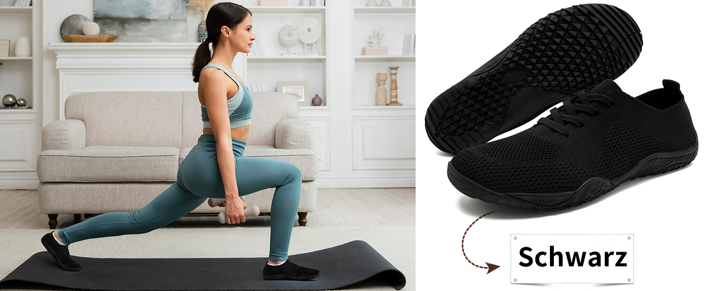 Жіночі кросівки Barfuss - легкі та зручні тапочки для дому та занять спортом, чорного кольору, розмір 39 EU