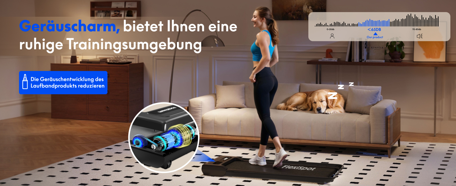 Біговий тренажер FlexiSpot 4-в-1 для дому та офісу, тихий, портативний, з пультом та LED дисплеєм, чорний