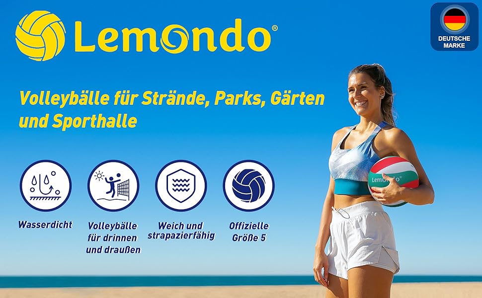 Волейбольний м'яч Lemondo PU для пляжного волейболу, м'який, водостійкий, з насосом, для гри та тренувань, червоно-зелений