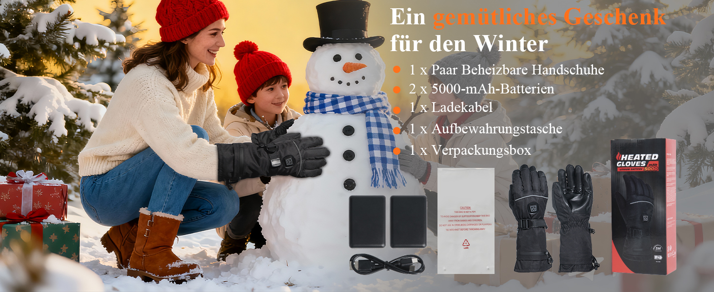 Обогріваючі рукавички Minthouz 5V 5000mAh USB-C з регулюванням температури, водонепроникний сенсорний екран, 3 режими нагріву, для активного відпочинку та роботи на вулиці