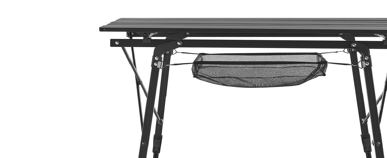 Стол для кемпінгу Juskys Picco - алюмінієвий, 90 x 52 см, легкий, складний, регульований по висоті - для кемпінгу, саду, відпочинку на природі. Чорний.