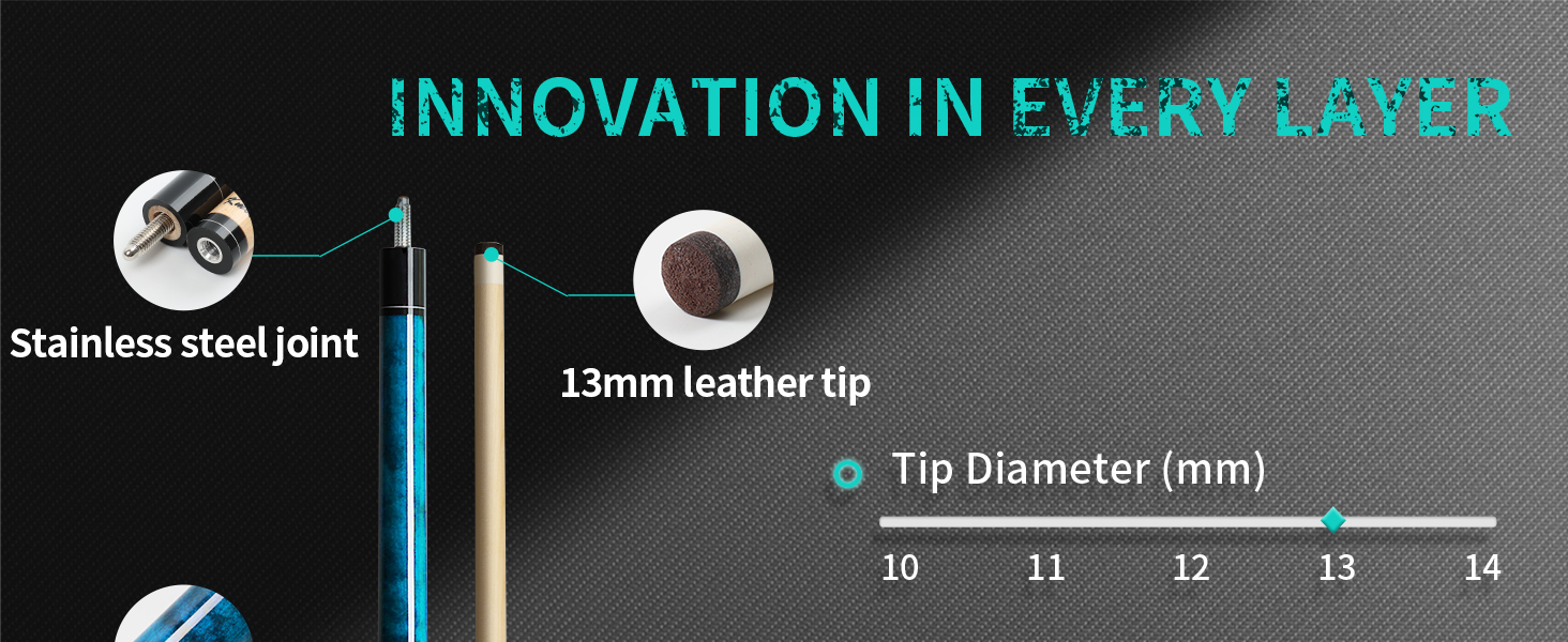 Більярдний кий Kmise професійний, 147 см, канадське кленове дерево, 13 мм шкіряний наконечник, 3D-антиковзаючий грип, для дорослих/початківців/професіоналів, набір 4 шт.