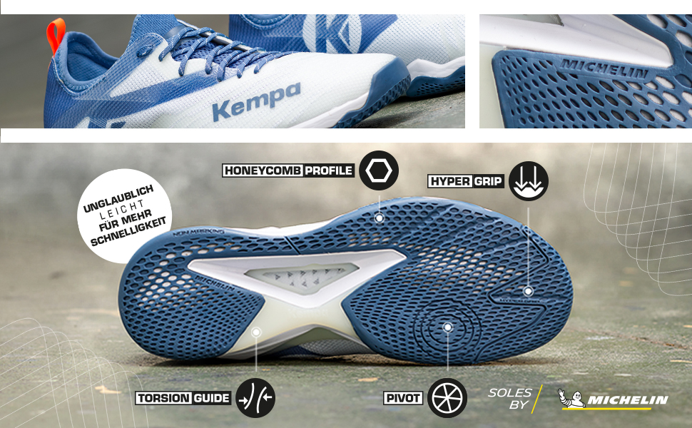 Дитячі гандбольні кросівки Kempa Attack Contender Junior - блакитний, розмір 32 EU