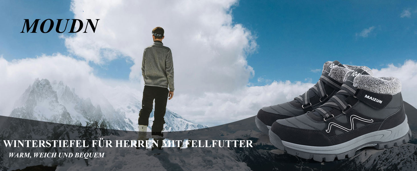 Чоловічі зимові черевики: теплі, з підкладкою з хутра, легкі, водонепроникні, зручні, до щиколотки, для туризму (45.5 EU, Чорний)