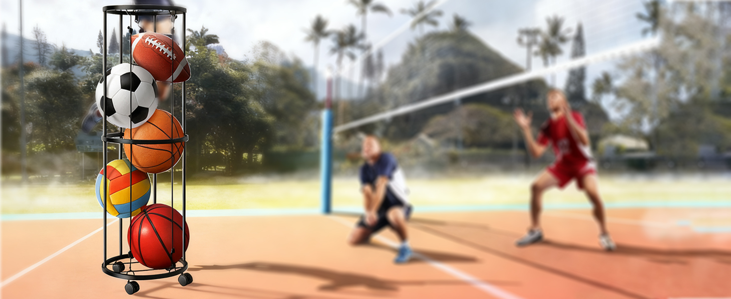 Стенд для м'ячів: баскетбольний, футбольний, волейбольний (2 яруси)