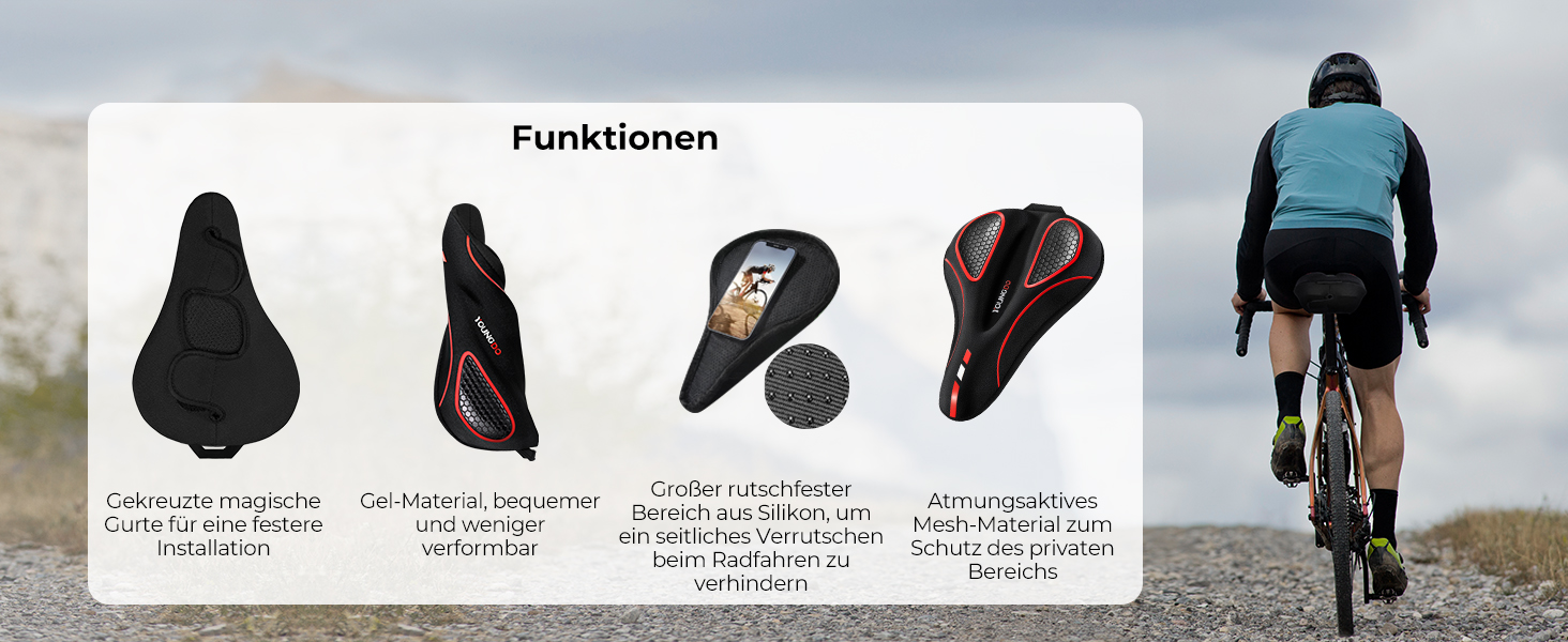 Покриття для велосипедного сидіння YOUNGDO, ергономічний гелевий чохол, м'яке та комфортне, з дощовим захистом, для жінок та чоловіків, червоний, вузький