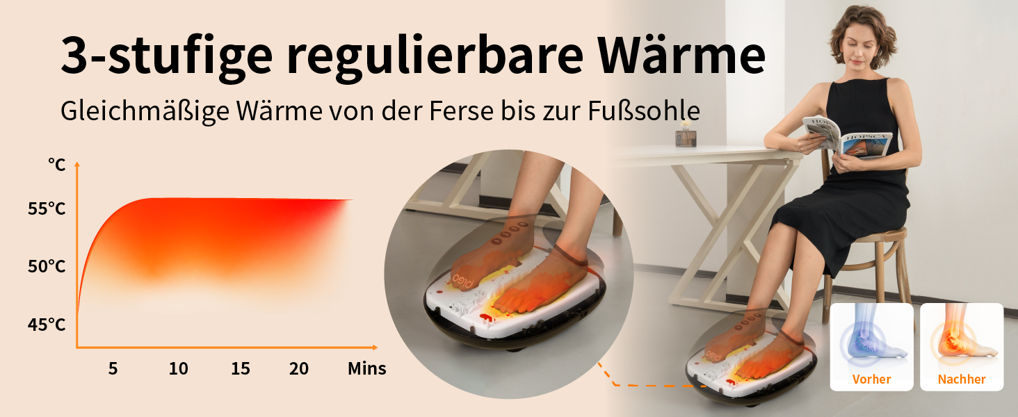 Електричний масажер для ніг Breo з підігрівом, Shiatsu, розминання та компресія, до 46 розміру взуття