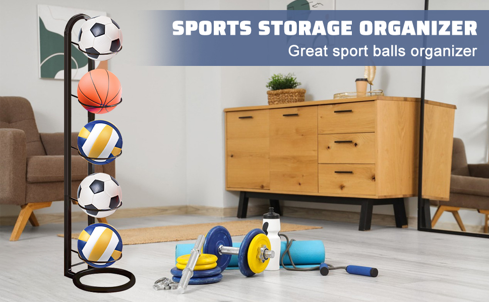 Стійка для зберігання м'ячів для футболу (5 шт.) - білий колір, багатоярусна, для демонстрації