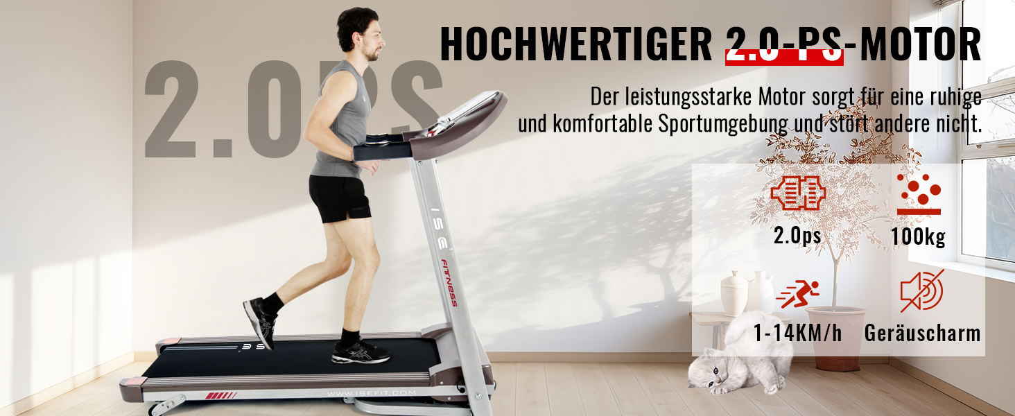 Бігова доріжка ISE для дому, складаний, 12 програм, LCD-дисплей, нахил, 1-14 км/год, 2.0HP