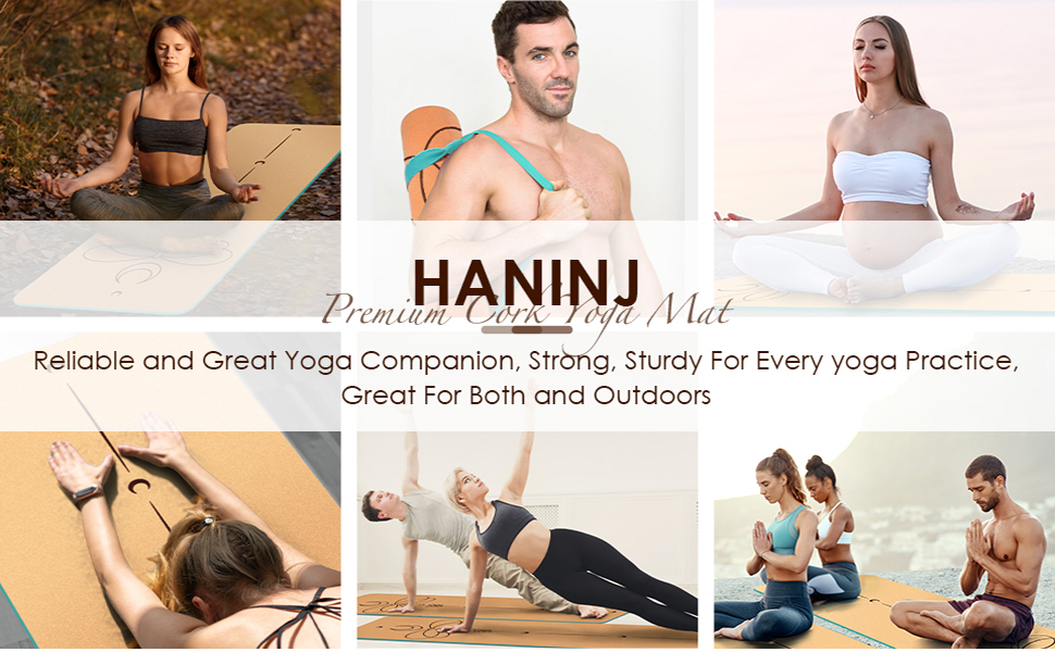 Килимок для йоги з корку Rutschfeste, натуральний каучук TPE, з сумкою, для дому, пілатесу, фітнесу, тренувань, турецький дизайн Мандала (Турецький - Ластівка)