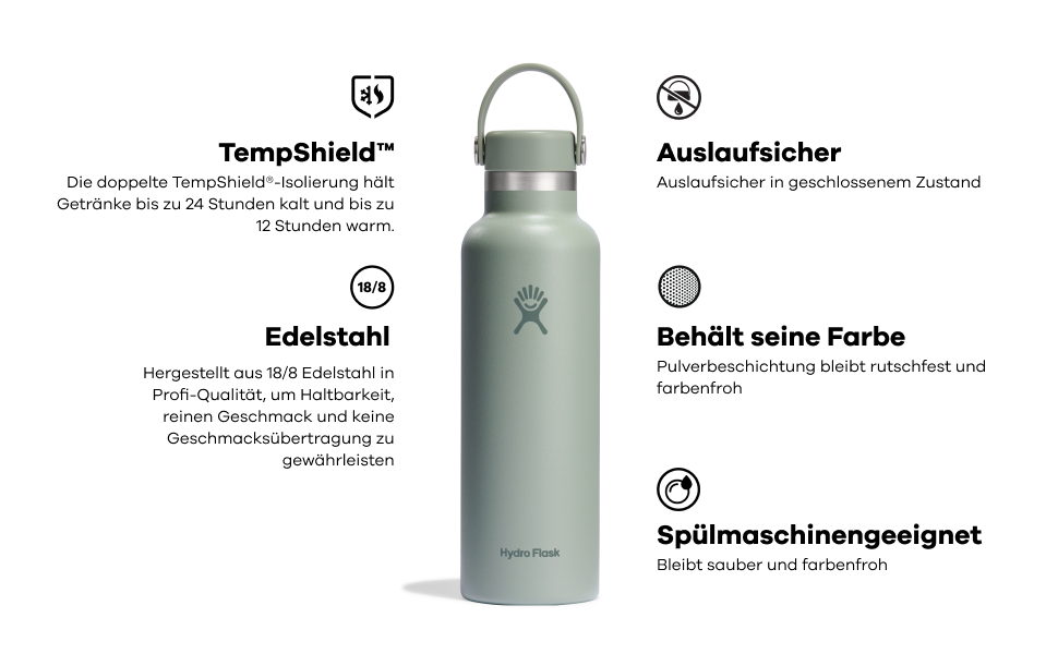 Термобутилка HYDRO FLASK 709 мл з нержавіючої сталі, ізольована спортивна пляшка для води з герметичною кришкою, ремінцем, маленьким горлом, індиго, підходить для посудомийної машини