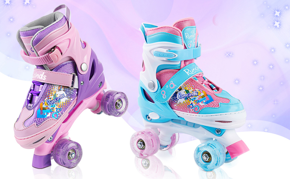 Дитячі ролики Kinder для дівчаток та жінок, 4 розміри, регульовані ролики для початківців, фіолетовий XL (35-39 EU), 215-245 мм