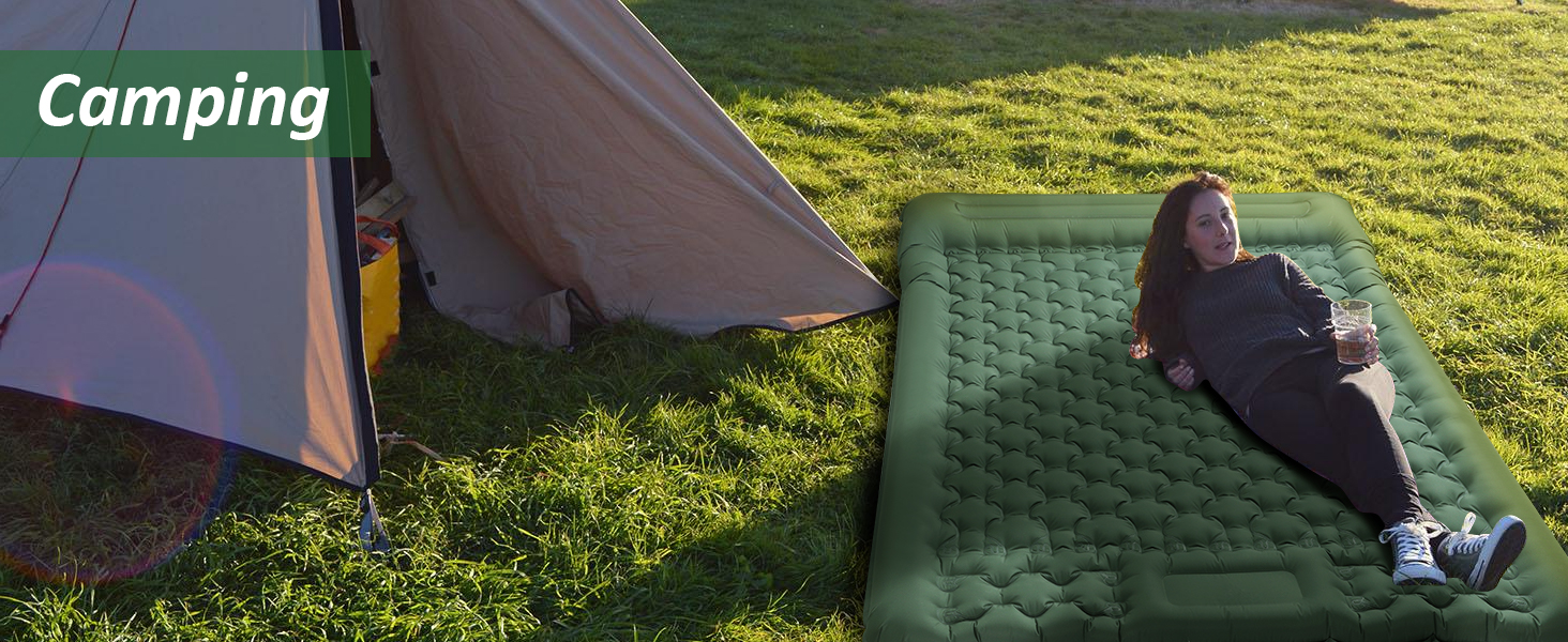 Кемпінговий килимок Jaztral самонадувний, 12 см, для відпочинку на природі, 137x200 см (подвійний).