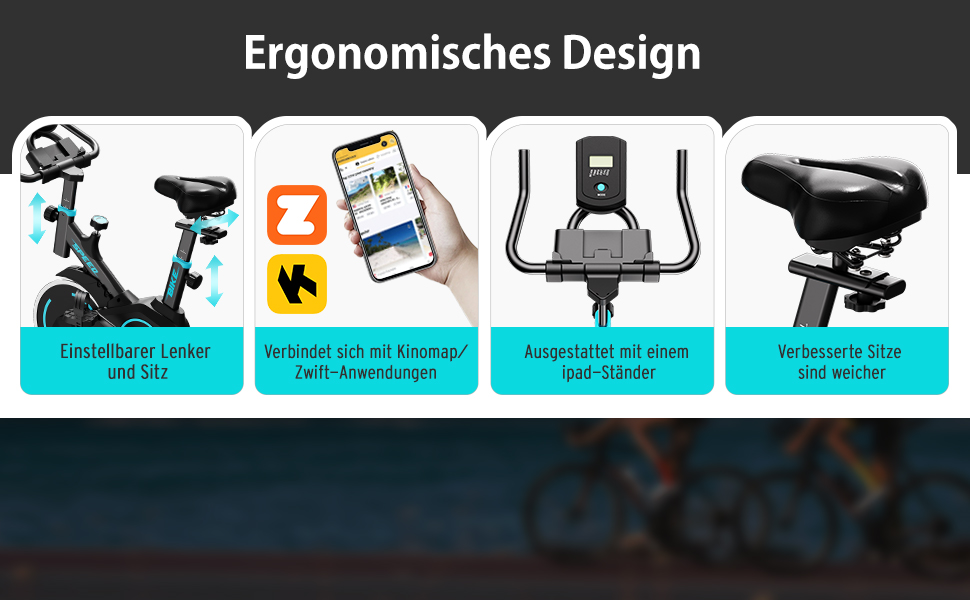 Hometrainer TENBOOM: велотренажер для дому з регульованим опором, LCD-дисплеєм та мобільним додатком (до 120 кг)