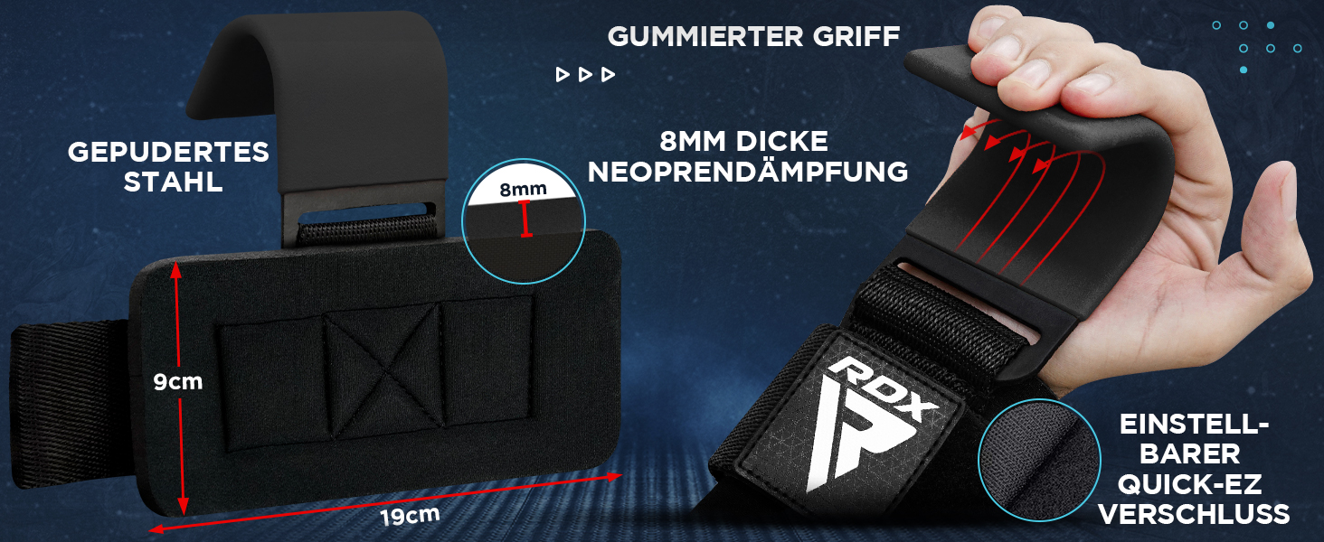 Навантажувальні гачки для важкої атлетики RDX, 8 мм, захист зап'ястя, професійні гачки для підйому штанги, фітнес, пауерліфтинг, чоловічі/жіночі, антиковзкі, армійного кольору