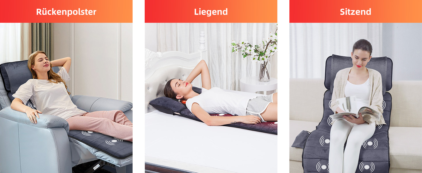 Масажний килимок Comfier з підігрівом, 10 вібраційних моторів та 4 нагрівальними подушками, електричний масажер для тіла, шиї, плечей та спини