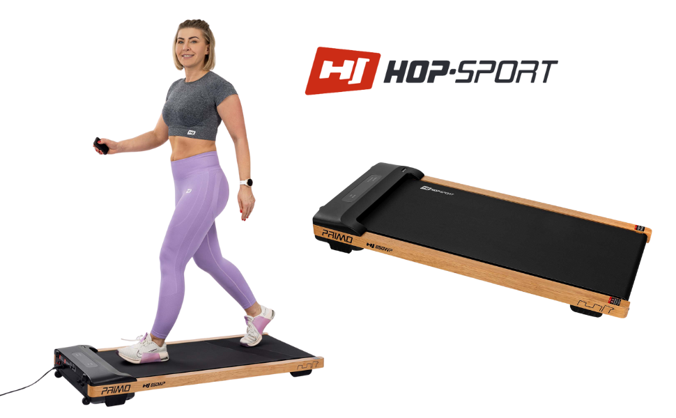 Бігова доріжка Hop-Sport HS-850WP Primo, Walking Pad - швидкість до 8 км/год, бігова поверхня 45х110см, мотор 2,5 к.с., бігова доріжка для дому з дерев'яним каркасом