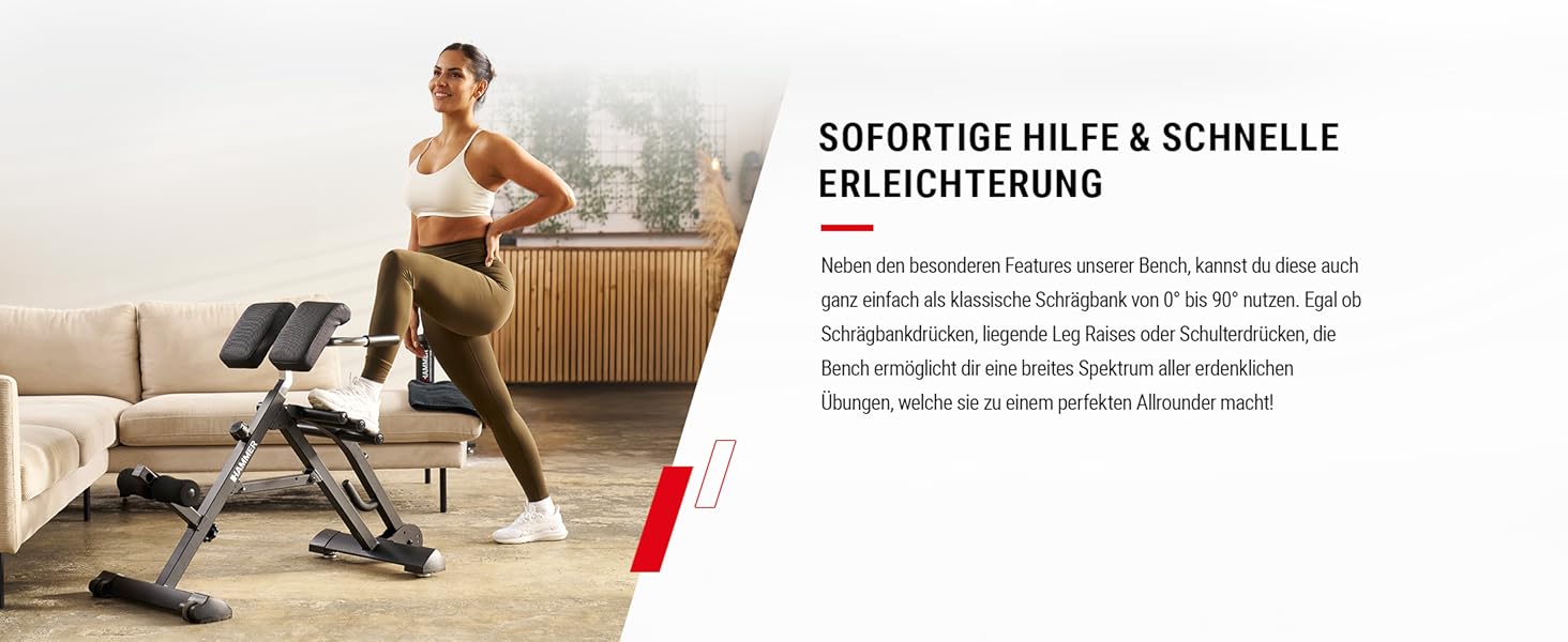 Тренажер для спини HAMMER Tricon – гіперекстензія, живіт, прес. Багатофункціональне обладнання для фітнесу